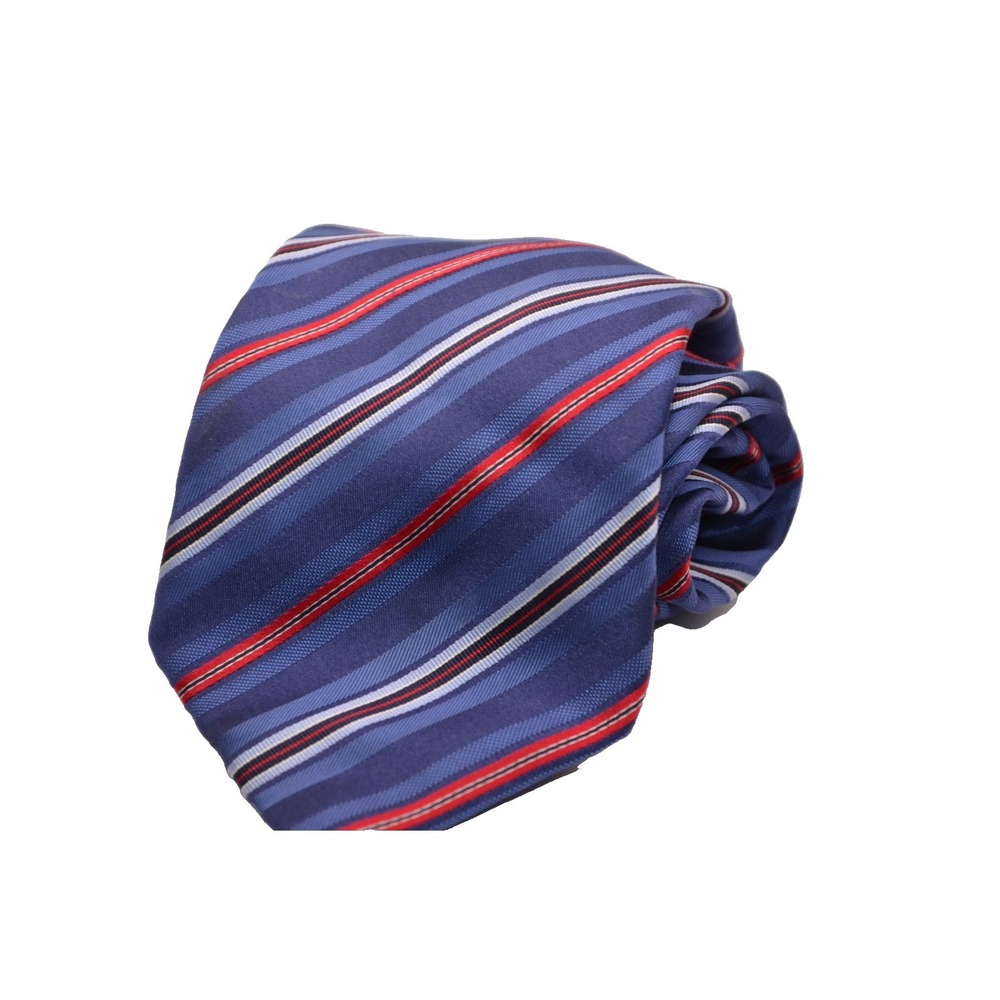 Brioni Mens Blue Red Striped Silk Tie Hand Made in Italy Luxury